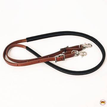 Hilason Western Horse American Leather Barrel Roper Reins Brown & Black